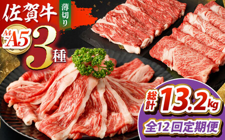 【全12回定期便】佐賀牛 薄切りセット（モモ/カタ赤身/ロース）　【吉祥】 [HCW008]