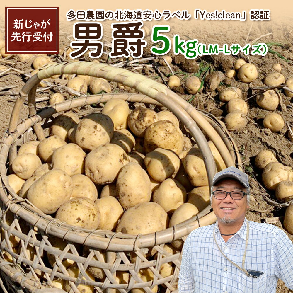 【ふるさと納税】【新じゃが先行受付！】多田農園の北海道安心ラベル「Yes!clean」認証　男爵5kg（LM-Lサイズ）【51003】