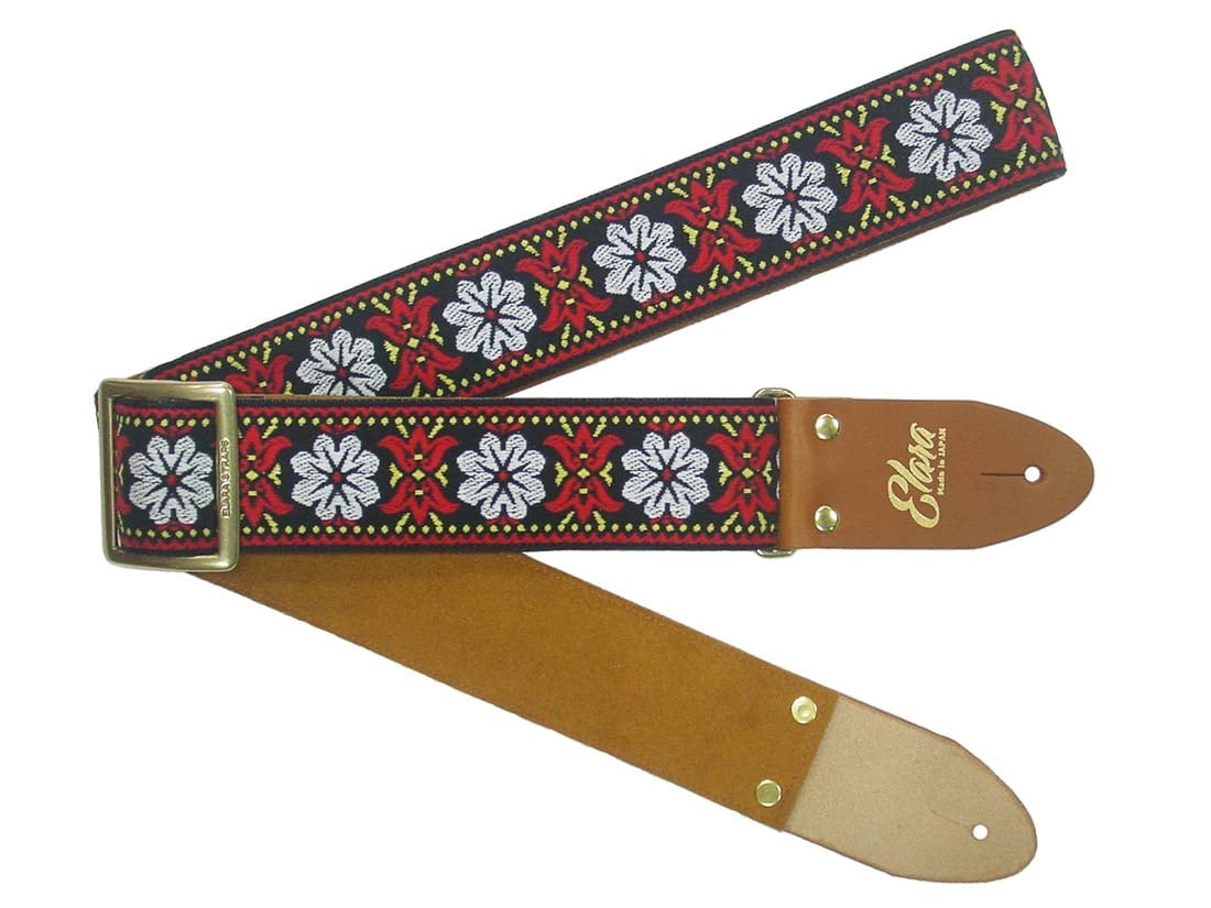 
            【ギターストラップ】 Elara Straps Morning Glory Red 郡上市 レザー 真鍮バックル ウルトラスエード プロ仕様 エレキ アコギ ベース Ksound 小林楽器店
          