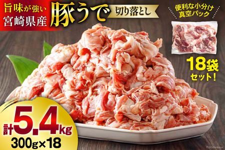 豚肉 小分け 切り落とし 300g×18袋 合計5.4kg [甲斐精肉店 宮崎県 美郷町 31as0047] 冷凍 宮崎県産 豚 ウデ 腕 切落し 真空包装 焼肉