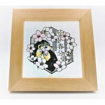ふるさと納税 川越市 KOEDO川越硝子「切り絵ガラスアート」M(春分)