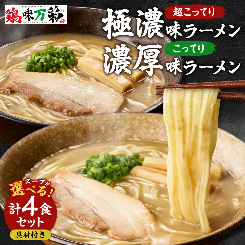 【ふるさと納税】 ラーメン 鶏味万彩 4人前 具材付き 【 選べる セット 】 濃厚 こってり 極濃 超こってり 食べ比べ 北海道産 知床産 鶏ガラ 香味野菜 スープ 保存料不使用 着色料不使用 本格派 札幌ラーメン 生麺 生スープ メンマ チャーシュー 北海道 札幌市