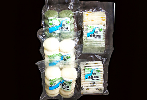 美郷町産ミコトモチ使用　山里の味　杵つき餅4種セット【期間限定 丸餅 500g×2袋 よもぎ餅 500g×1袋 3色かきもち 450g×1袋 黒豆かきもち 300g×1袋 餅 もち 杵つき お正月 甘い ミコトモチ】