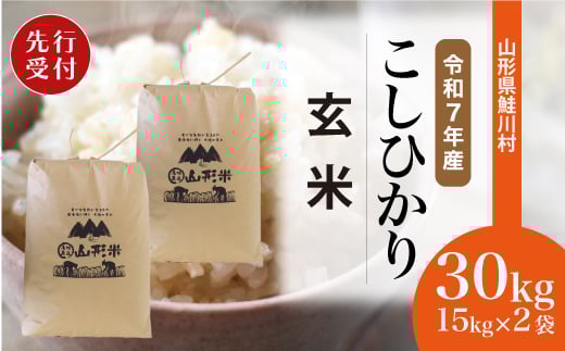 ＜令和7年産米先行受付＞ 鮭川村 コシヒカリ 【玄米】 30kg （15kg×2袋）＜配送時期選べます＞【沖縄県・離島への配送不可】