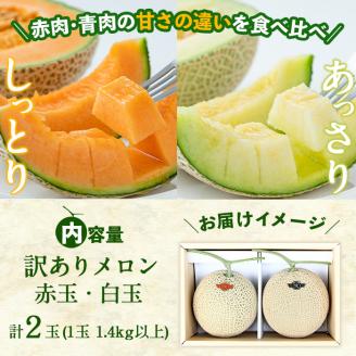 【春限定・数量限定】牧さんの訳ありメロン 赤玉・白玉 計2玉(赤肉・青肉 各1玉) b0-121
