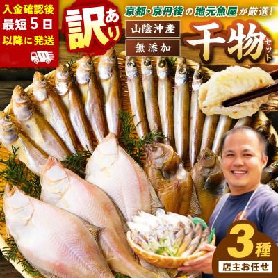 ふるさと納税 京丹後市 【入金確認後、最短5日以降に出荷】丹後の地元鮮魚店が作った店主お任せ干物詰め合わせセット3種/訳あり
