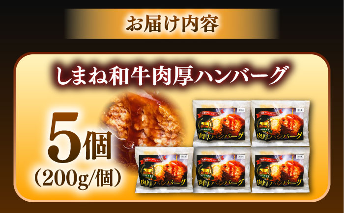 【島根のハンバーグといえばコレ!】しまね和牛肉厚ハンバーグ200g×5個 ハンバーグ しまね和牛 小分け 肉 肉厚 和牛 簡単調理 湯煎 人気 お試し 島根県雲南市/株式会社 みやげ山海 [AIDZ0