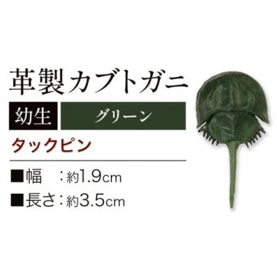 ふるさと納税 笠岡市 革製カブトガニ 幼生 ブローチ 【タックピン:グリーン】J-14_g