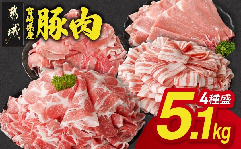 
            宮崎県産豚肉たっぷり5.1kgセット_AC-N202-CF_(都城市) 宮崎県産豚 大容量 バラスライス 肩ロース又はローススライス モモスライス 小間切れ 豚肉 使い勝手抜群 ミヤチク
          