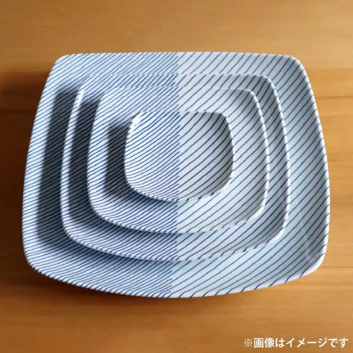 【白山陶器】【グッドデザイン賞】重ね縞 反角盛皿 【波佐見焼】[TA164]