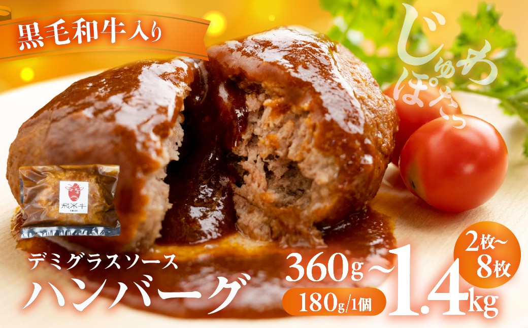 
                  デミグラスソースハンバーグ 180g×2~8枚 簡単調理 温めるだけ 湯煎 黒毛和牛 牛肉 飛米牛 レトルト ハンバーグ 冷凍 グルメ はんばーぐ hanba-gu hannba-gu 簡易包装 ギフト
                