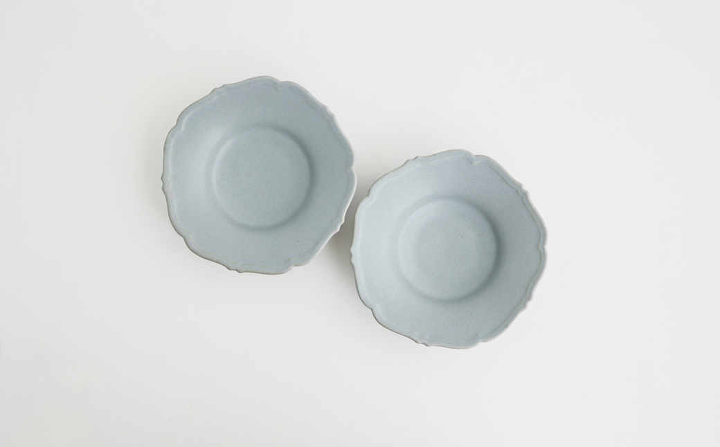 
                  【Awabi ware】輪花中深皿 ペアセット（青マット×２） 《決済から3ヶ月前後で発送》
                