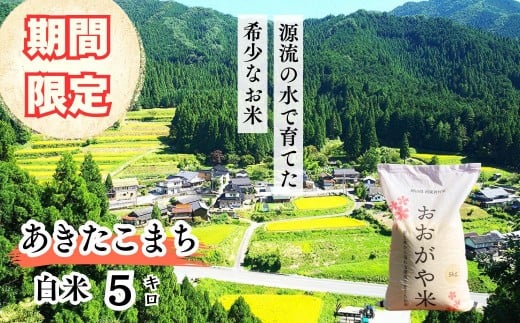 《期間限定》白米 5kg 令和7年産 あきたこまち 岡山 「おおがや米」生産組合 G-bf-AEGA