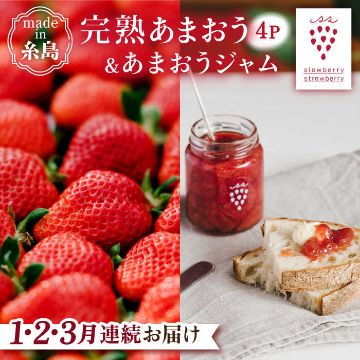 【ふるさと納税】【先行受付】【全3回定期便】完熟 あまおう 270g × 4パック / あまおう ジャム 140g × 3本 【2026年1月より順次発送】 糸島市 / slowberry strawberry 苺 いちご [APJ004] 51000円 常温
