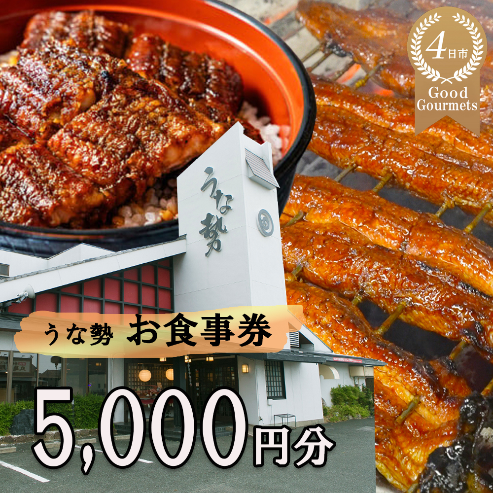 行列のできる人気店・うな勢 食事券 5,000円分（500円×10枚）うな勢│国産 うなぎ 鰻 ウナギ 蒲焼き 蒲焼 たれ タレ お食事券 ギフト券 プレゼント 三重県県 四日市市
