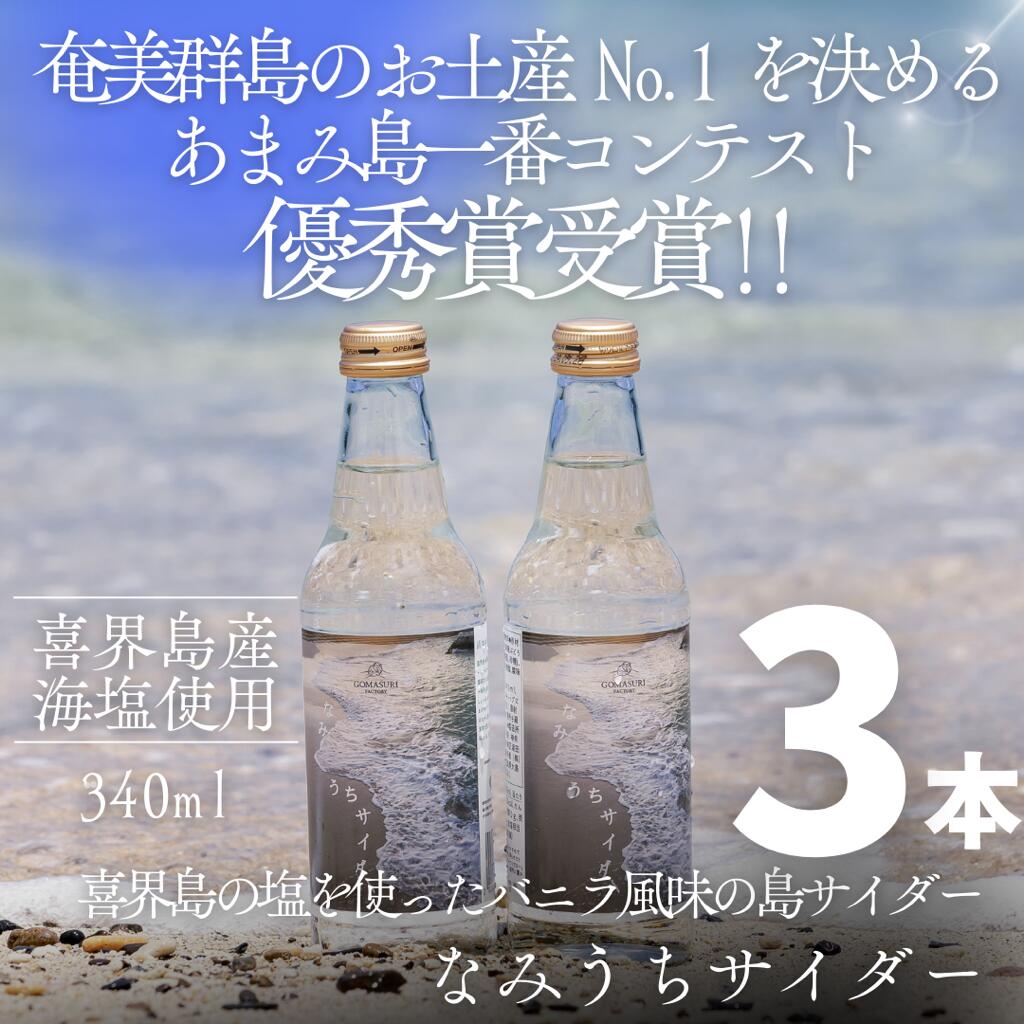 【ふるさと納税】喜界島の塩を使ったバニラ風味の島サイダー なみうちサイダー 340ml×3本 喜界島 土産 返礼品 ご当地 ギフト セット 鹿児島 奄美 送料無料 サイダー 清涼飲料水 炭酸飲料 ドリンク 塩サイダー 内祝い お返し ジュース 贈答 贈り物 プレゼント お歳暮 御歳暮