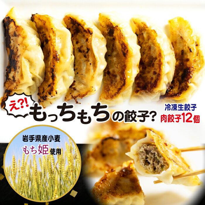 【ふるさと納税】岩手県産 小麦 もち姫 使用！ 冷凍生餃子 おすすめ 肉餃子 12個 / 受賞 野菜 肉 惣菜 総菜 中華 中華惣菜 焼き餃子 水餃子 特大 手作り おかず 時短 冷凍食品 ぎょうざ ギョウザ ギョーザ お取り寄せ 送料無料 餃子 手軽 便利 簡単 みたけ飯店 岩手県 雫石町
