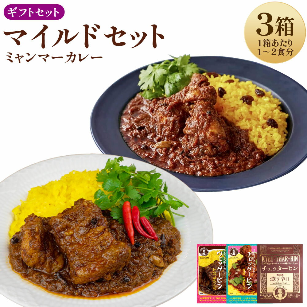 【ふるさと納税】ギフトセット【マイルドセット】（濃厚辛口×1、チェッターヒンマイルド×1、ウェッターヒンマイルド×1） 250g×3箱 カレー ミャンマーカレー レトルトカレー レトルト ミャンマー 辛口 常温 東京都 武蔵野市 送料無料