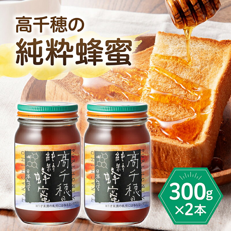【ふるさと納税】日本みつばち 高千穂の純粋蜂蜜 300g×2本セット 合計600g 国産はちみつ 瓶 蜂蜜 調味料 百花蜂蜜 天然 純粋蜂蜜 自然蜜 セット 贈答 贈り物 ギフト プレゼント お祝い グルメ 高千穂産 国産 九州 宮崎県 高千穂町 送料無料