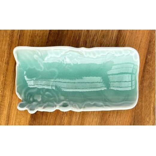 有田焼 青磁睡蓮彫 茶則 四足長皿 2枚 セット【有田焼 花伝作】食器 器 うつわ お茶 和皿 小物入れ アクセサリー入れ おしぼり入れ インテリア 22000円 A22-6_イメージ2