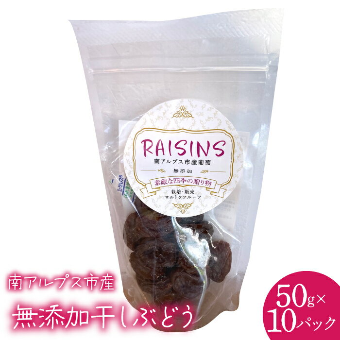 【ふるさと納税】 南アルプス市産　南アルプス市産　無添加干しぶどう50g(10パック入り) ふるさと納税 おすすめ 山梨県 南アルプス市 送料無料 ALPCL018