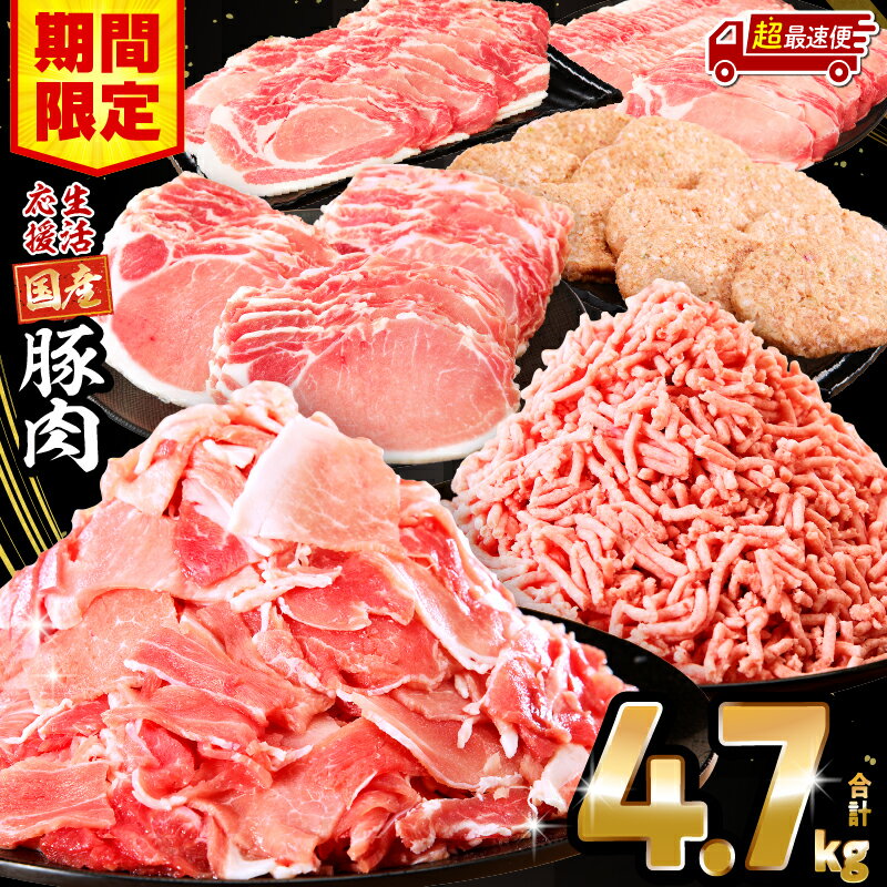 生活応援！ 大満足 豚肉 バラエティ セット 4.5kg ミヤチク 豚ロース 切り落とし ミンチ 《レビューキャンペーン》肉 豚 赤身 宮崎県産 国産 スライス 生姜焼き しゃぶしゃぶ ハンバーグ 訳あり 小分け 使い勝手 冷凍 グルメ 宮崎県 宮崎市 送料無料