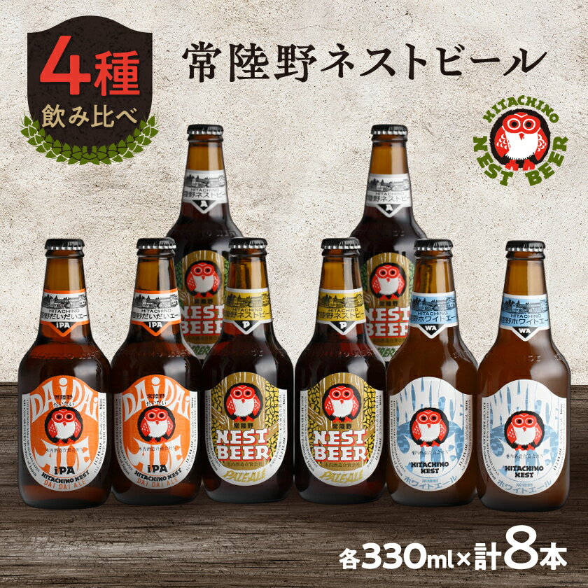 【ふるさと納税】常陸野ネストビールだいだいエール入り飲み比べ8本セット【配送不可地域：離島・沖縄県】【1655484】