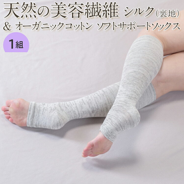 【ふるさと納税】天然の美容繊維 シルク（裏地）＆オーガニックコットン ソフトサポートソックス 1組（22～28cm）