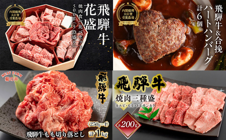 【定期便 4回】飛騨牛バラエティ定期便（萩原畜産直売店＆菊の井ミート）【tc17】