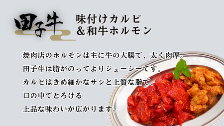 田子牛 味付カルビ300g和牛ホルモン160g