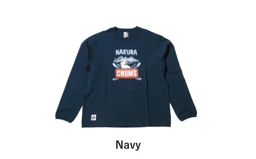 CHUMS×HAKUBA BOOBYFACE フロントプリント ロングスリーブ Tシャツ メンズ  XXL /ネイビー【P0550529_XXL_NB】