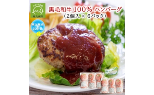 ＜のし付き・お中元＞黒毛和牛100%ハンバーグ(2個入×6パック)【1753949】