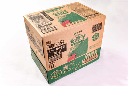 伊藤園 充実野菜 緑の野菜 740g×15本セット（1ケース） ／ 野菜ジュース 飲料 ソフトドリンク ペットボトル PET 1箱 備蓄 常備 まとめ買い 箱買い ケース買い 国内製造 山形県寒河江市