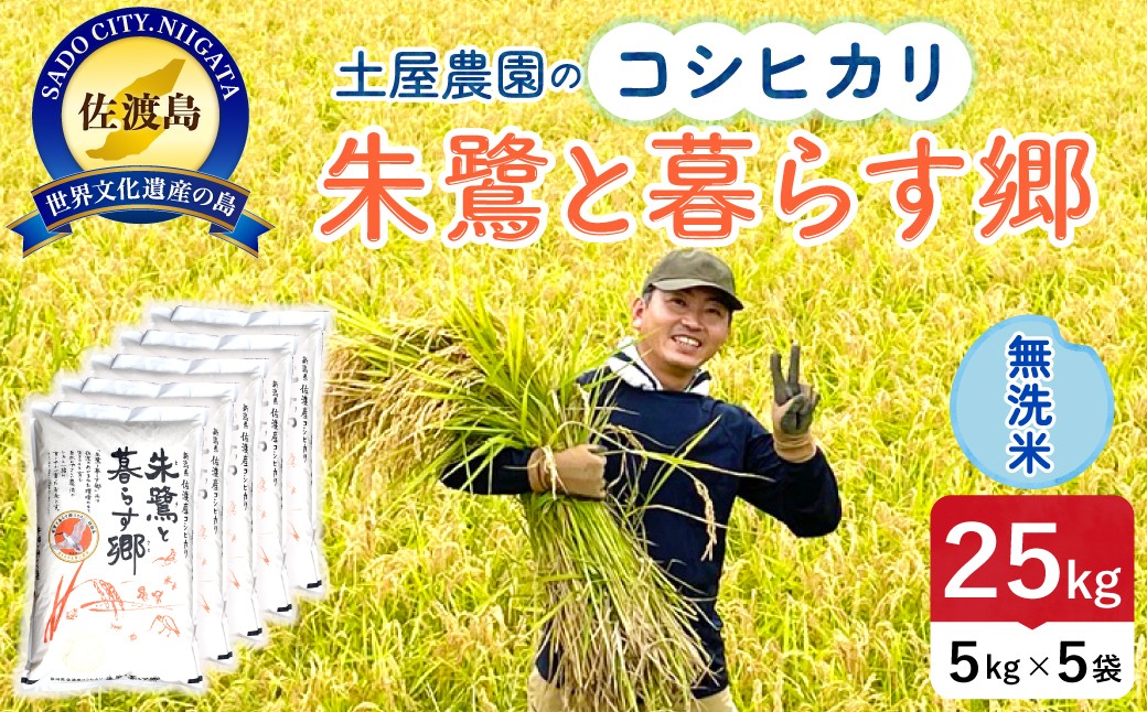 
                  佐渡島産コシヒカリ「朱鷺と暮らす郷」無洗米25kg（5kg×5袋）令和7年産 特別栽培米 朱鷺と暮らす郷づくり認証米 土屋農園 | 新潟県産コシヒカリ 新潟産コシヒカリ 佐渡産コシヒカリ 新潟県産こしひかり 佐渡産こしひかり 朱鷺認証米 お米 米 無洗米 むせんまい 精米 おこめ コメ 25キロ 大容量 にいがた さど 新潟県 佐渡市
                