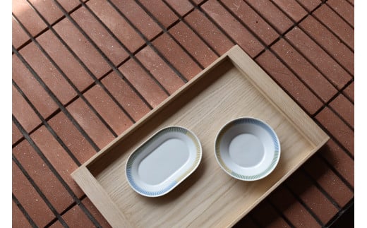 1616/ PC Oval Plate 200 & Deep Plate 160 セット 有田焼 器 食器 オーバルプレート 皿 白 ホワイト プレート A20-401
