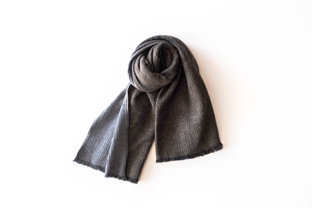 81-15【播州織】Cotton Wool W- Face Muffler　Brown×gray（ブラウン）