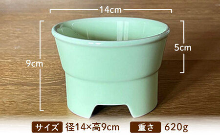 【美濃焼】 陶器製ペット用フードボウル 丸高台フードボウル M アップルグリーン pet112 瑞浪市 / ながしまプランニングオフィス エサ入れ 餌皿 犬 猫 [AZBM139]