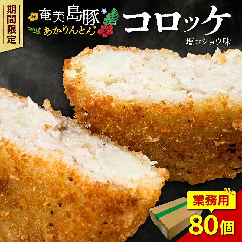 【ふるさと納税】 奄美島豚 あかりんとん コロッケ 業務用 塩コショウ味 80個 期間限定 限定 肉 豚肉 ブランド豚 揚げるだけ 手軽 簡単 惣菜 レトルト 冷凍 加工食品 おかず 美味しい 大容量 ボリューム カイセイ 鹿児島 奄美市 おすすめ ランキング プレゼント ギフト