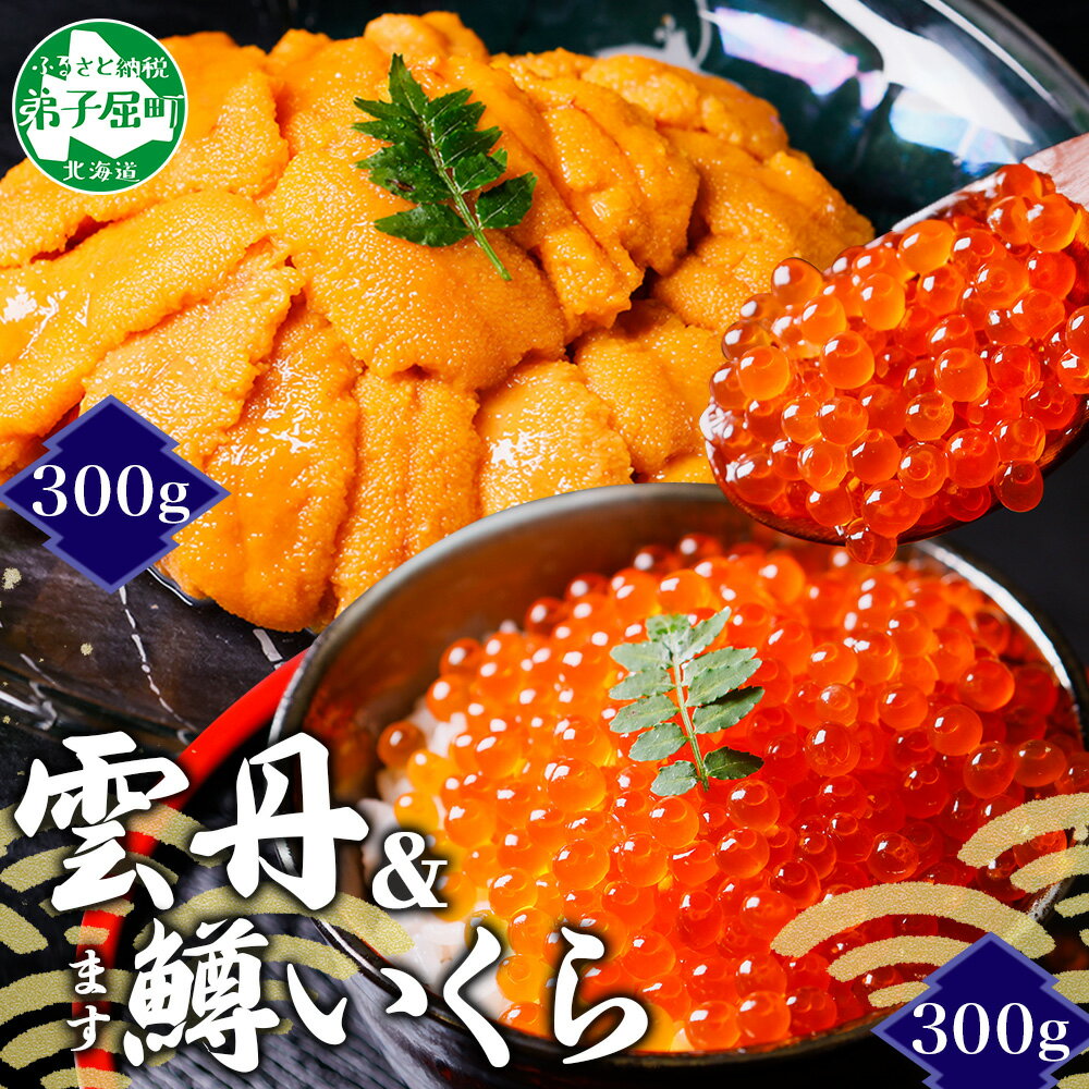 【ふるさと納税】3408. 雲丹 300g 鱒いくら醤油漬け 100g×3個 セット うに ウニ チリ産 ミョウバン不使用 冷凍 いくら イクラ ます マス いくら醤油 お取り寄せ 魚卵 海鮮丼 二色丼 海鮮 手巻き寿司 寿司 すし 2種 gift set 送料無料 北海道 弟子屈町