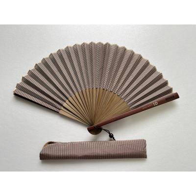 ふるさと納税 白山市 牛首紬　扇子セット(親彫木玉付):茶