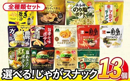 ＜訳あり＞ 訳アリ じゃがスナック 【アソート・全種類セット】 (13袋・1袋最大50g) 簡易梱包 お菓子 おかし おつまみ 常温 ポテト モスバーガー 照焼 わさび 七味 マキシマム ガーリック バター 一風堂 オニポテ 食べ比べ 【man227-A】【味源】
