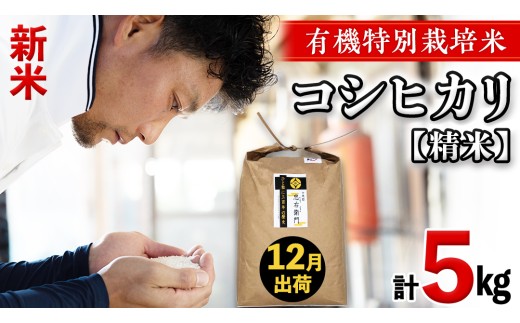 令和8年産・新米 ＜ 12月出荷 ＞ 精米 5kg 三百年 続く農家 の 有機特別栽培米 コシヒカリ 有機栽培 農創 米 こめ コメ ごはん ご飯 精米 白米 国産 茨城県産 おいしい 新生活 プレゼント 新生活応援 必要なもの 便利 おすすめ 消耗品 一人暮らし 二人暮らし 必要
