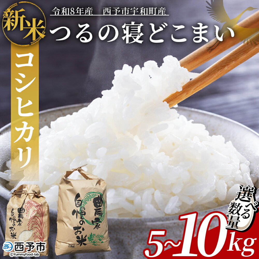 【ふるさと納税】【先行予約】新米 ＜令和8年産 コシヒカリ「つるの寝どこまい」約5kg / 10kg 西予市宇和町産＞ 2026年産 こしひかり お米 コメ こめ 白米 精米 ご飯 ごはん 穀物 ライス SDGs 共生 楠 健明 愛媛県 西予市【常温】『2026年9月上旬から順次出荷予定』