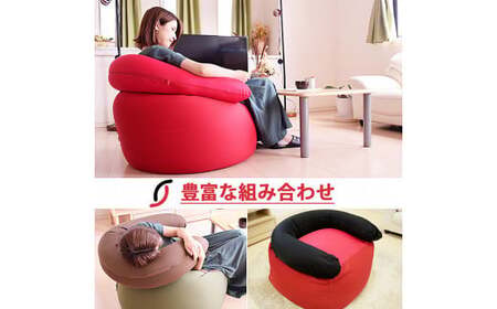 ビーズクッション 同色7個セット ハグハグロングビーズクッション（大ビーズ）レッド