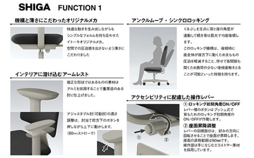 イトーキ SHIGA シガ 昇降脚 背トリプル ベースカラー : ブラック/座面カラー : グレーC（KJ-517SEM-T1C5F）キャスター5本脚 【アンクルムーブ・シンクロロッキング / アジャ