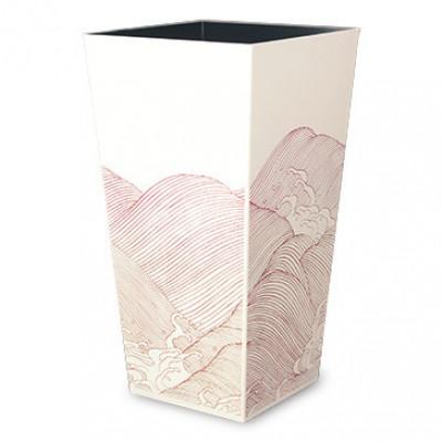 ふるさと納税 かつらぎ町 蒔絵調 ダストボックス L角 9.5L 波 ホワイト 和室に日本の美を添えるくず入れ