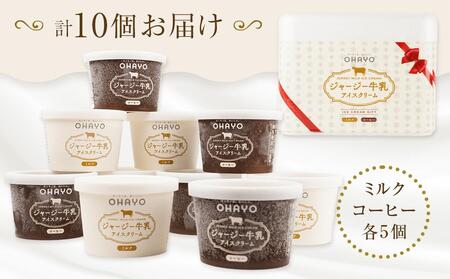 オハヨー乳業 ジャージー牛乳アイスクリーム 120ml×10個（ミルク・コーヒー）ギフト