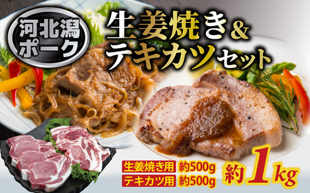 河北潟ポーク 生姜焼き & テキカツセット 約1kg | 豚肉 ブランド豚