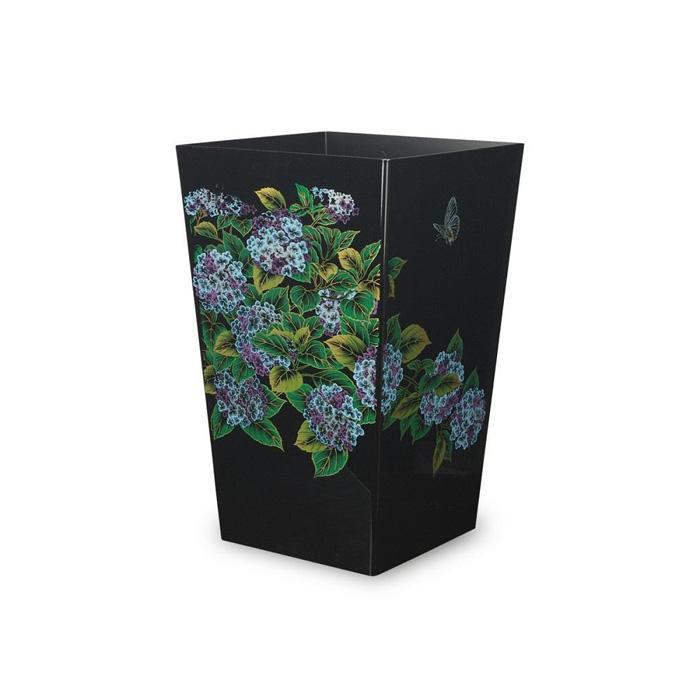 【ふるさと納税】蒔絵調 ダストボックス M角 6.7L 紫陽花ブラック タツクラフト 【Tk141】 | ゴミ箱 キッチン ペール キッチン おしゃれ 送料無料 ごみ箱 日本製