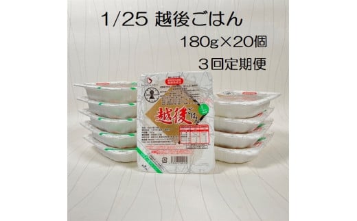 【低たんぱく質食品】【3ヶ月定期便】 1/25 越後ごはん 180g×20個×3回 たんぱく質調整食品 バイオテックジャパン 越後シリーズ 1V53051